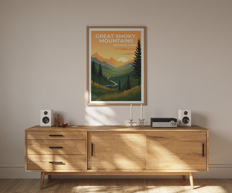 Great Smoky Mountains Poster, Bergkunst, Tennessee Druck, Smoky Mountains Poster, North Carolina Poster, Natur Poster