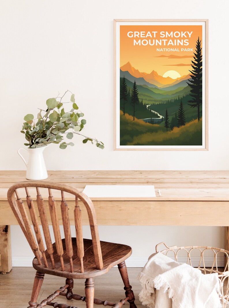 Great Smoky Mountains Poster, Bergkunst, Tennessee Druck, Smoky Mountains Poster, North Carolina Poster, Natur Poster