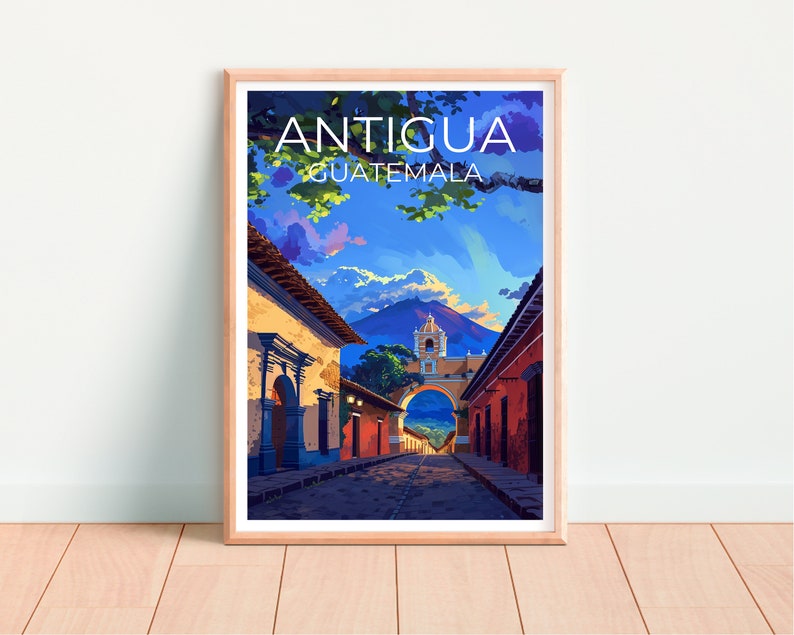 Antigua Travel Poster, Guatemala Wall Art, Guatemala Print, Antigua Poster, Guatemala Poster, City Poster, Antigua Art