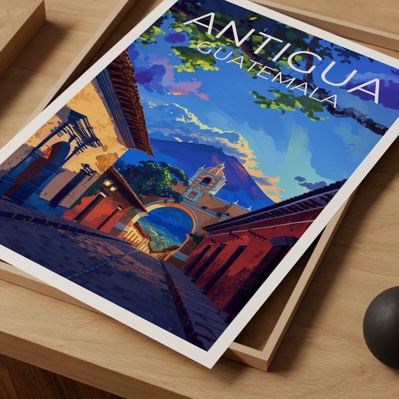 Antigua Travel Poster, Guatemala Wall Art, Guatemala Print, Antigua Poster, Guatemala Poster, City Poster, Antigua Art
