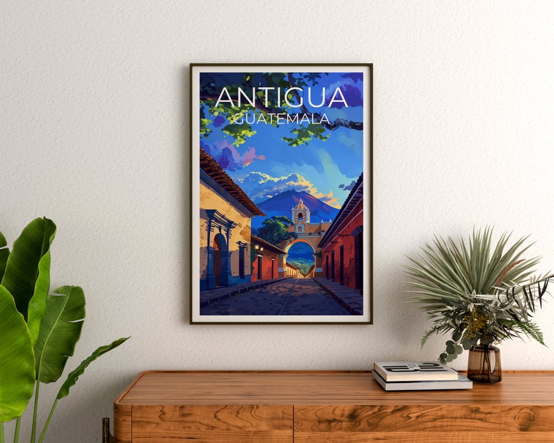 Antigua Travel Poster, Guatemala Wall Art, Guatemala Print, Antigua Poster, Guatemala Poster, City Poster, Antigua Art