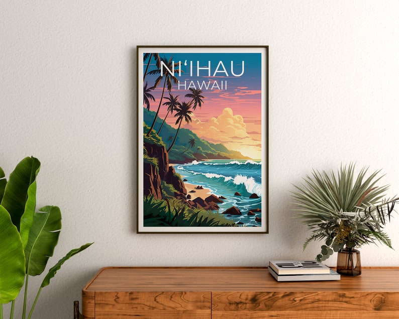 Ni‘ihau Poster, Hawaii Print, Hawaii Art, Ni‘ihau Print, Ni‘ihau Travel Poster, Hawaii Poster, Ni‘ihau Wall Art