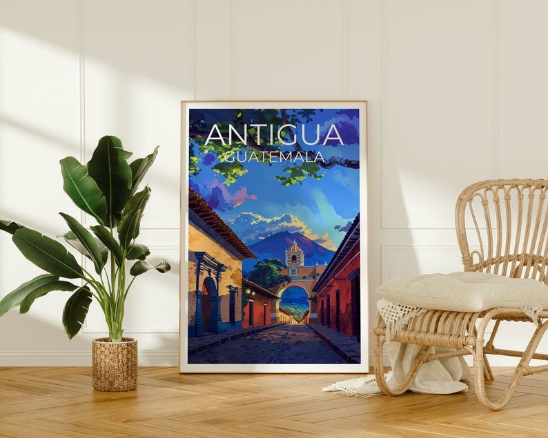 Antigua Travel Poster, Guatemala Wall Art, Guatemala Print, Antigua Poster, Guatemala Poster, City Poster, Antigua Art