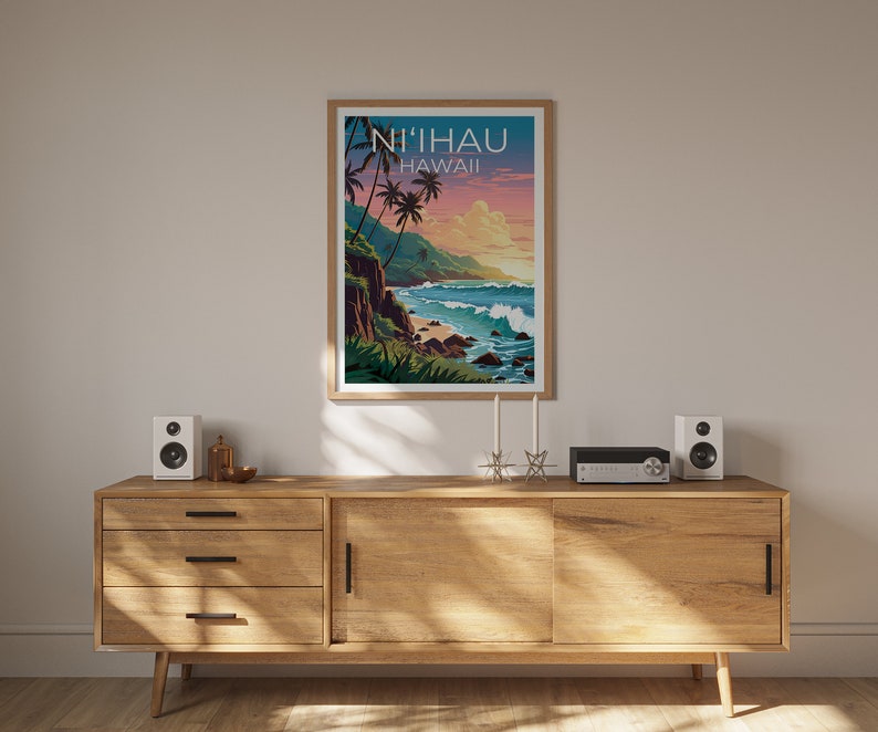Ni‘ihau Poster, Hawaii Print, Hawaii Art, Ni‘ihau Print, Ni‘ihau Travel Poster, Hawaii Poster, Ni‘ihau Wall Art