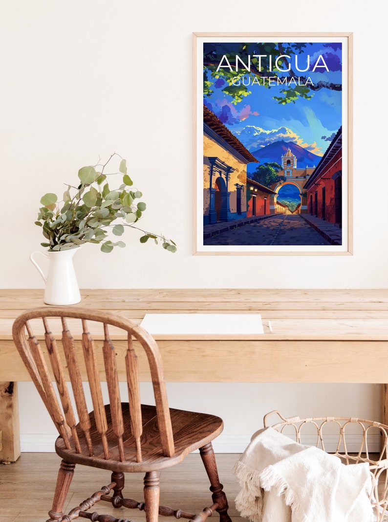 Antigua Travel Poster, Guatemala Wall Art, Guatemala Print, Antigua Poster, Guatemala Poster, City Poster, Antigua Art