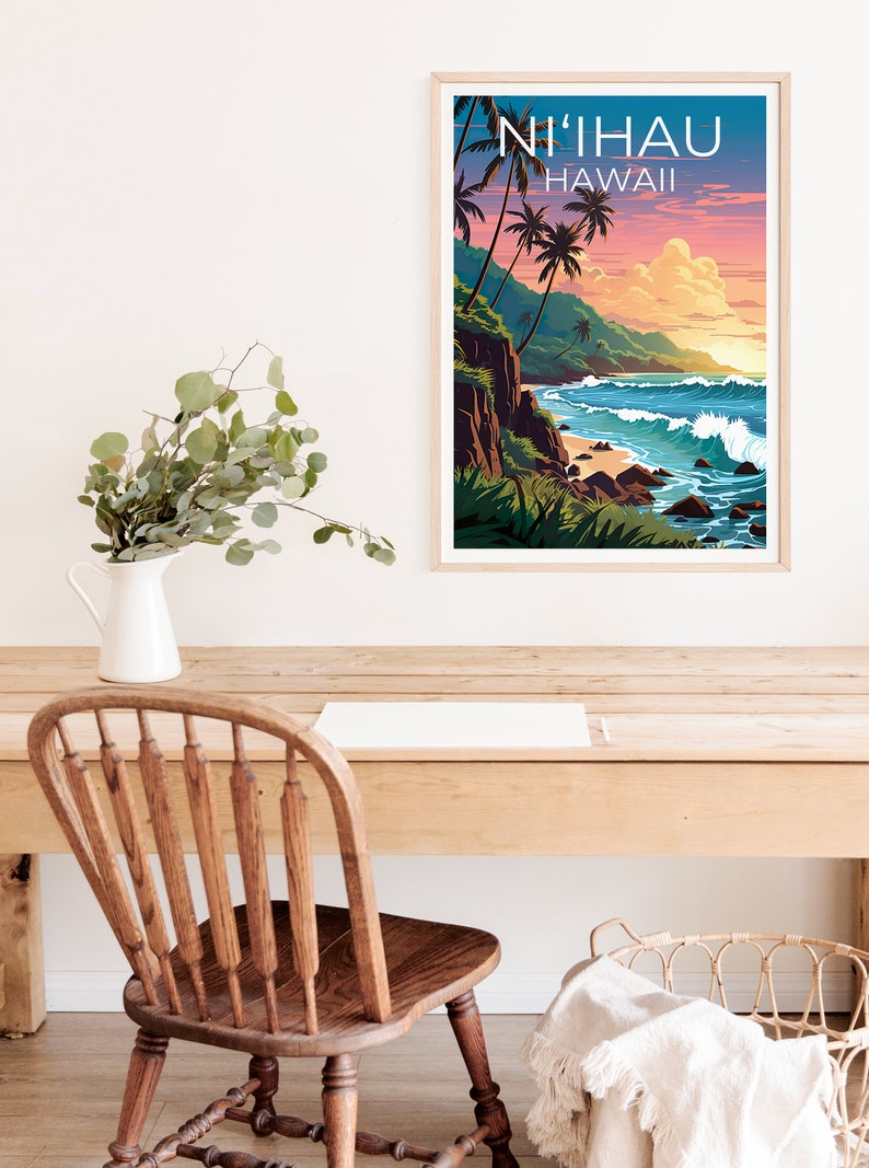 Ni‘ihau Poster, Hawaii Print, Hawaii Art, Ni‘ihau Print, Ni‘ihau Travel Poster, Hawaii Poster, Ni‘ihau Wall Art