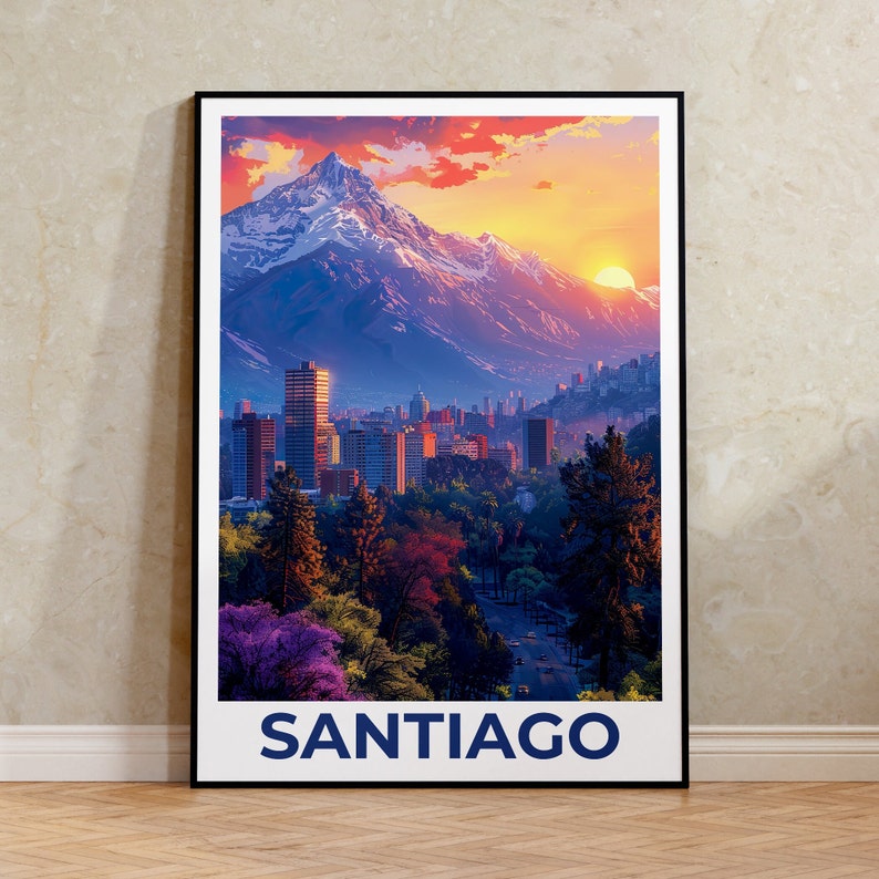 Santiago Poster, Santiago Print, Chile Poster, Chile Print, Santiago Travel Poster, Chile Art, Santiago Art