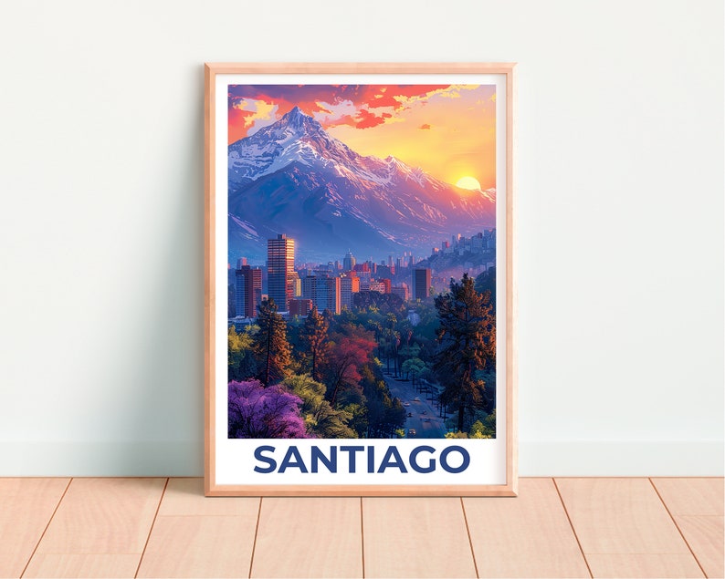Santiago Poster, Santiago Print, Chile Poster, Chile Print, Santiago Travel Poster, Chile Art, Santiago Art