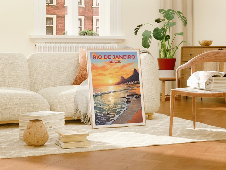 Rio de Janeiro Travel Poster, Brazil Wall Art, Brazil Print, Rio de Janeiro Poster, Beach Poster, City Poster, Rio de Janeiro Art