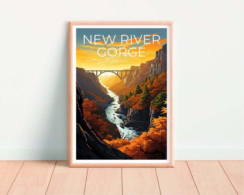 New River Gorge Travel Poster, West Virginia Wall Art, West Virginia Print, New River Gorge Print, West Virginia Poster