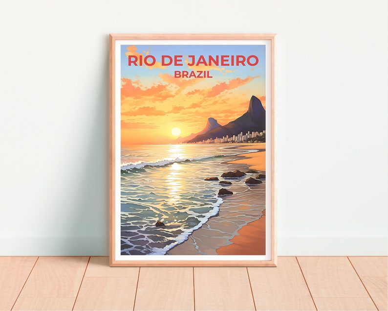 Rio de Janeiro Travel Poster, Brazil Wall Art, Brazil Print, Rio de Janeiro Poster, Beach Poster, City Poster, Rio de Janeiro Art