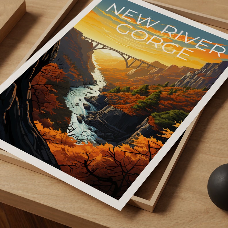 New River Gorge Travel Poster, West Virginia Wall Art, West Virginia Print, New River Gorge Print, West Virginia Poster