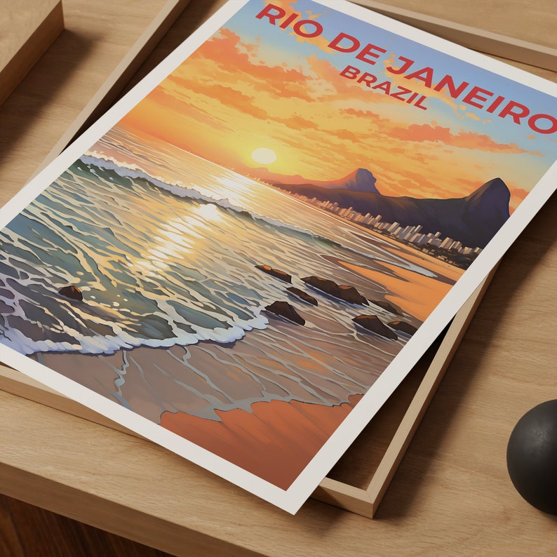 Rio de Janeiro Travel Poster, Brazil Wall Art, Brazil Print, Rio de Janeiro Poster, Beach Poster, City Poster, Rio de Janeiro Art