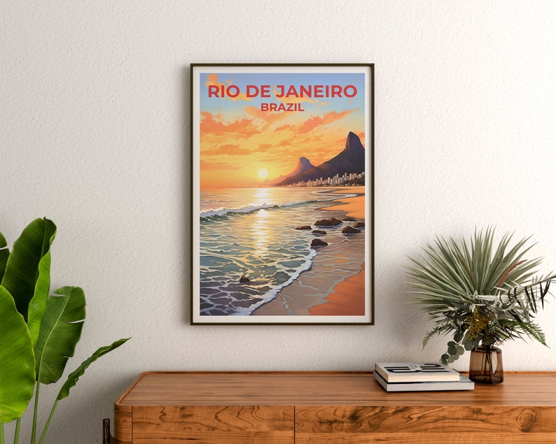 Rio de Janeiro Travel Poster, Brazil Wall Art, Brazil Print, Rio de Janeiro Poster, Beach Poster, City Poster, Rio de Janeiro Art