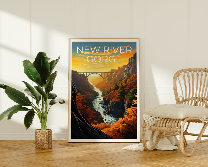 New River Gorge Travel Poster, West Virginia Wall Art, West Virginia Print, New River Gorge Print, West Virginia Poster