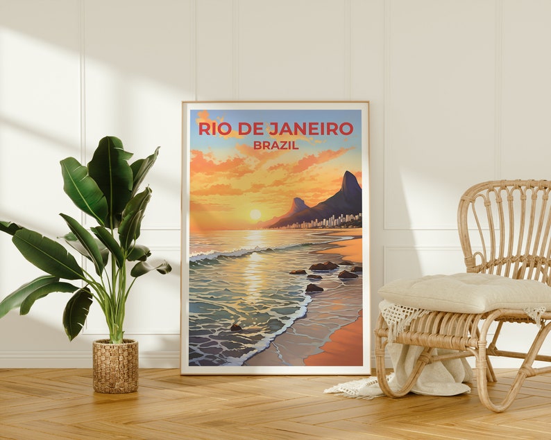 Rio de Janeiro Travel Poster, Brazil Wall Art, Brazil Print, Rio de Janeiro Poster, Beach Poster, City Poster, Rio de Janeiro Art