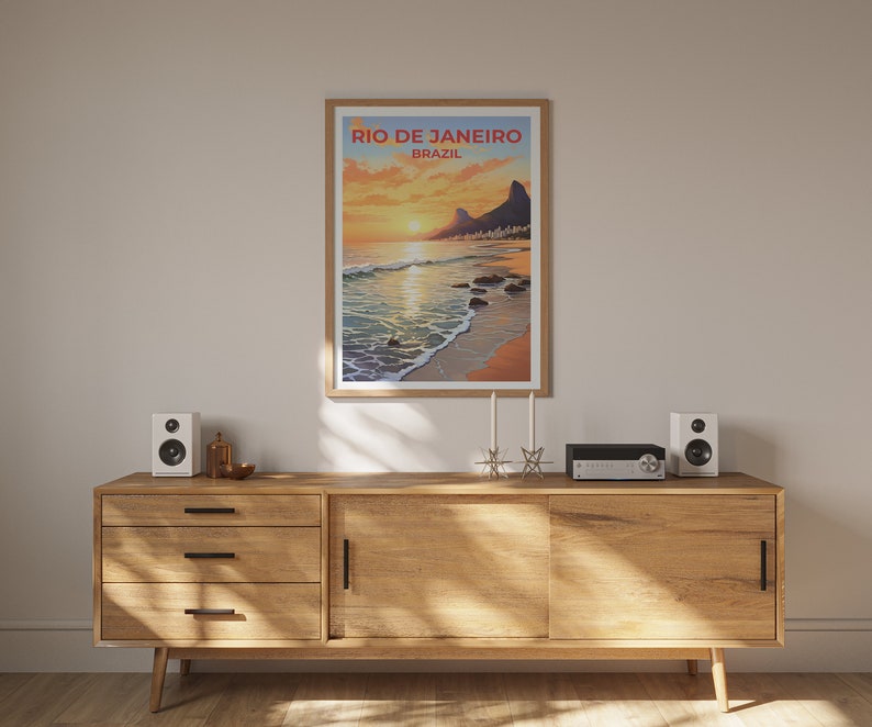 Rio de Janeiro Travel Poster, Brazil Wall Art, Brazil Print, Rio de Janeiro Poster, Beach Poster, City Poster, Rio de Janeiro Art