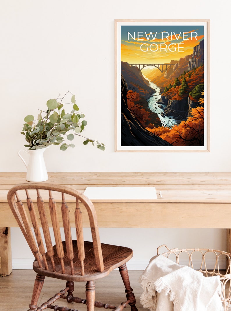 New River Gorge Travel Poster, West Virginia Wall Art, West Virginia Print, New River Gorge Print, West Virginia Poster