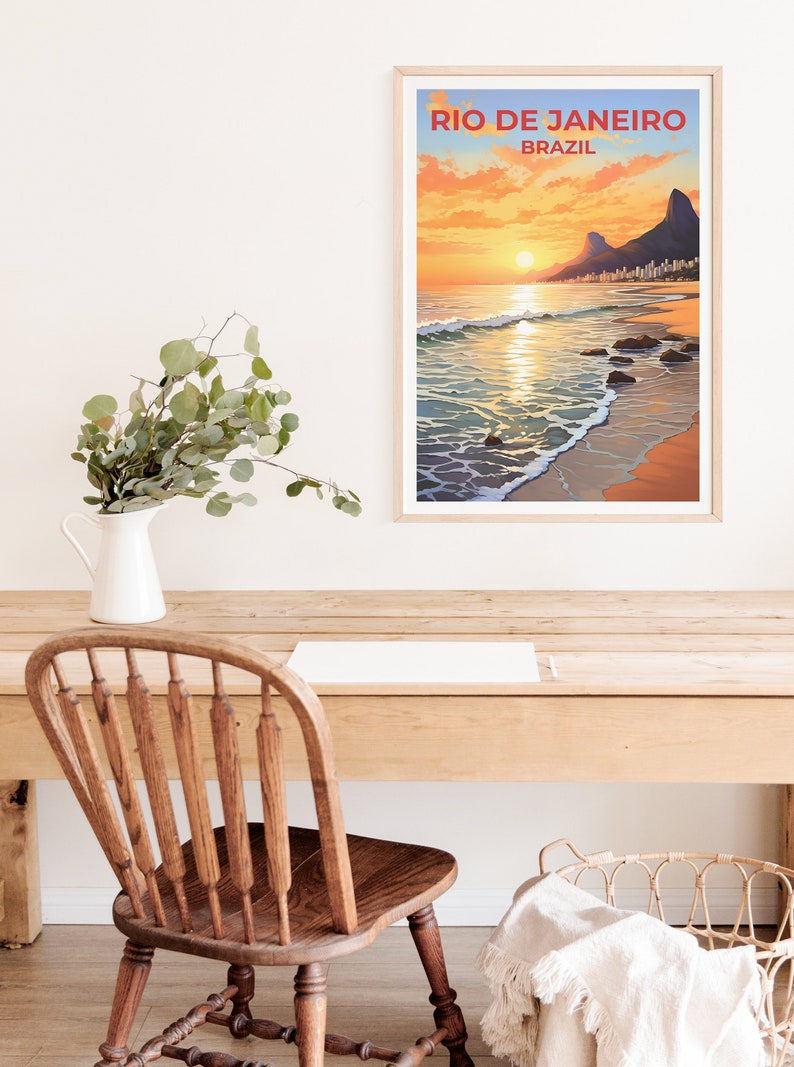 Rio de Janeiro Travel Poster, Brazil Wall Art, Brazil Print, Rio de Janeiro Poster, Beach Poster, City Poster, Rio de Janeiro Art