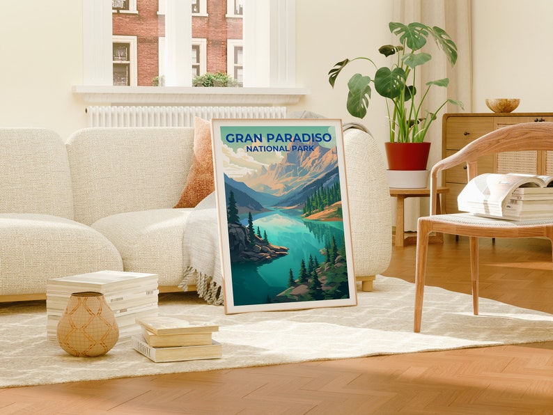 Affiche de voyage Gran Paradiso, Art mural Italie, Impression Italie, Affiche Gran Paradiso, Affiche Italie, Affiche Nature, Art Gran Paradiso