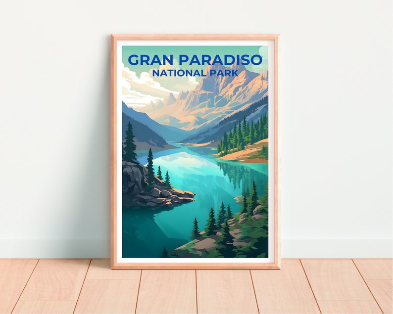 Affiche de voyage Gran Paradiso, Art mural Italie, Impression Italie, Affiche Gran Paradiso, Affiche Italie, Affiche Nature, Art Gran Paradiso