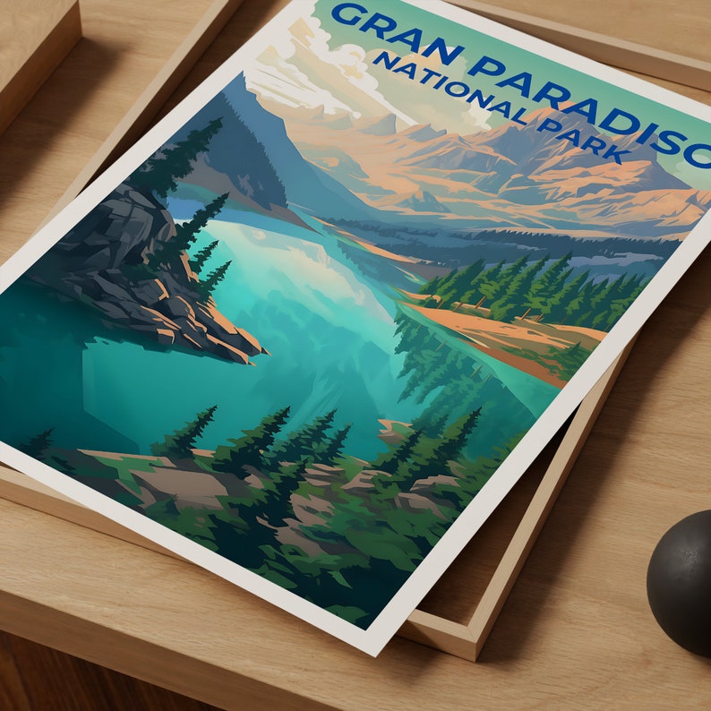 Affiche de voyage Gran Paradiso, Art mural Italie, Impression Italie, Affiche Gran Paradiso, Affiche Italie, Affiche Nature, Art Gran Paradiso