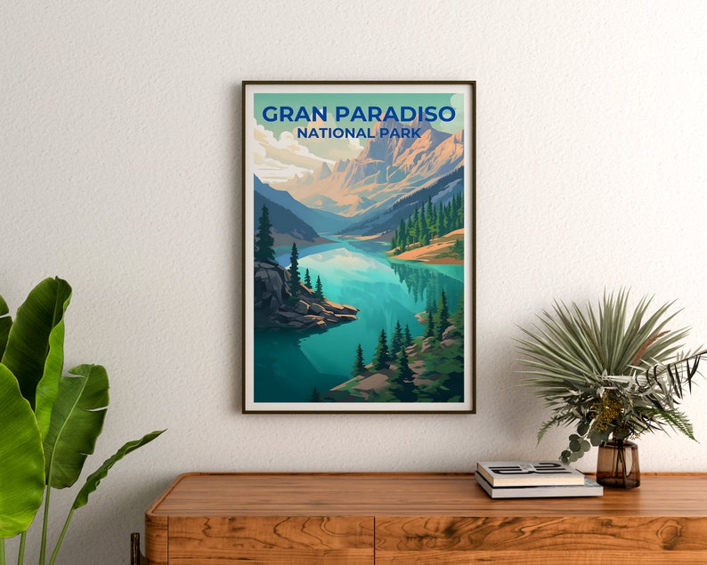 Affiche de voyage Gran Paradiso, Art mural Italie, Impression Italie, Affiche Gran Paradiso, Affiche Italie, Affiche Nature, Art Gran Paradiso