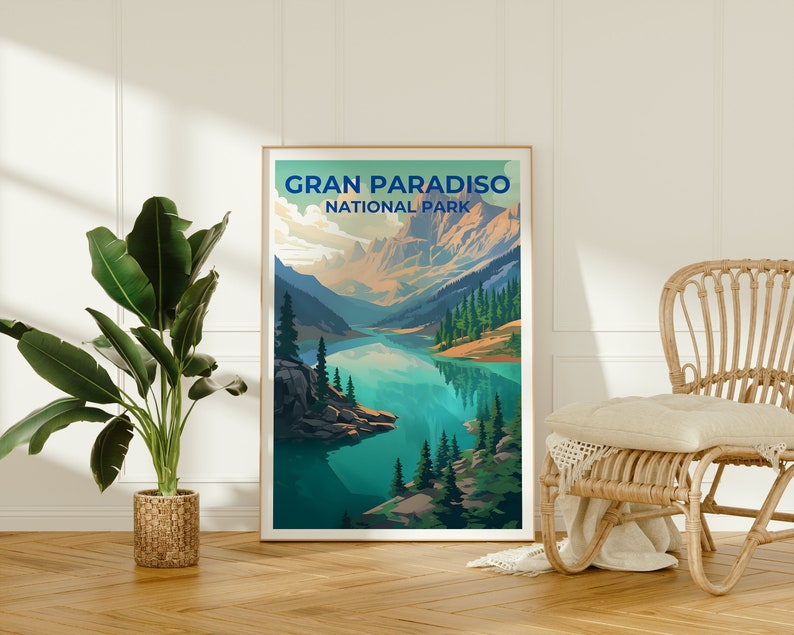 Affiche de voyage Gran Paradiso, Art mural Italie, Impression Italie, Affiche Gran Paradiso, Affiche Italie, Affiche Nature, Art Gran Paradiso