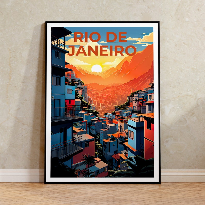 Rio de Janeiro Travel Poster, Brazil Wall Art, Brazil Print, Rio de Janeiro Poster, Brazil Poster, Favela Poster, Rio de Janeiro Art