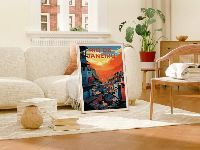 Rio de Janeiro Travel Poster, Brazil Wall Art, Brazil Print, Rio de Janeiro Poster, Brazil Poster, Favela Poster, Rio de Janeiro Art