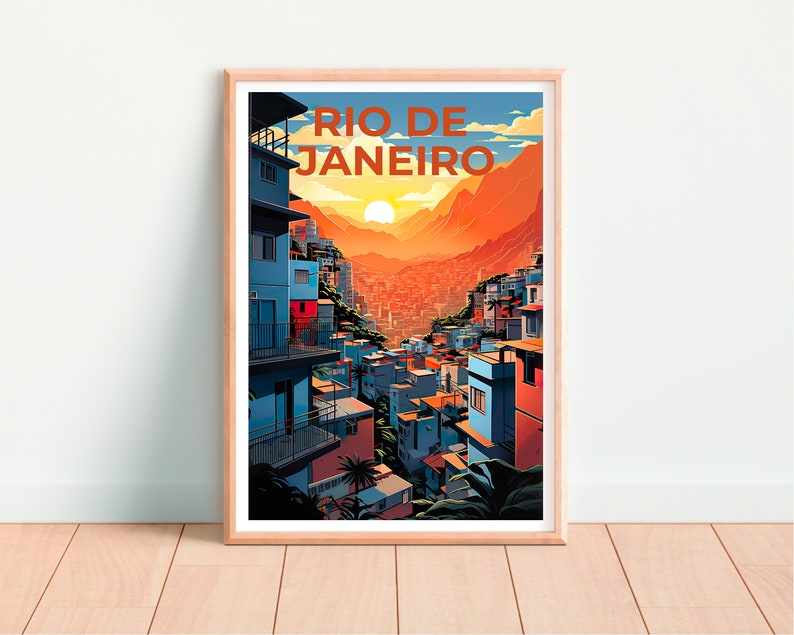 Rio de Janeiro Travel Poster, Brazil Wall Art, Brazil Print, Rio de Janeiro Poster, Brazil Poster, Favela Poster, Rio de Janeiro Art
