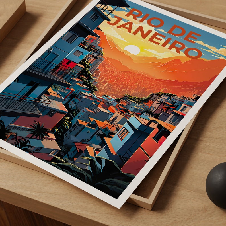 Rio de Janeiro Travel Poster, Brazil Wall Art, Brazil Print, Rio de Janeiro Poster, Brazil Poster, Favela Poster, Rio de Janeiro Art