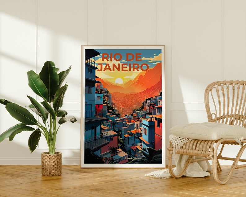 Rio de Janeiro Travel Poster, Brazil Wall Art, Brazil Print, Rio de Janeiro Poster, Brazil Poster, Favela Poster, Rio de Janeiro Art