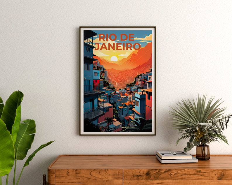 Rio de Janeiro Travel Poster, Brazil Wall Art, Brazil Print, Rio de Janeiro Poster, Brazil Poster, Favela Poster, Rio de Janeiro Art