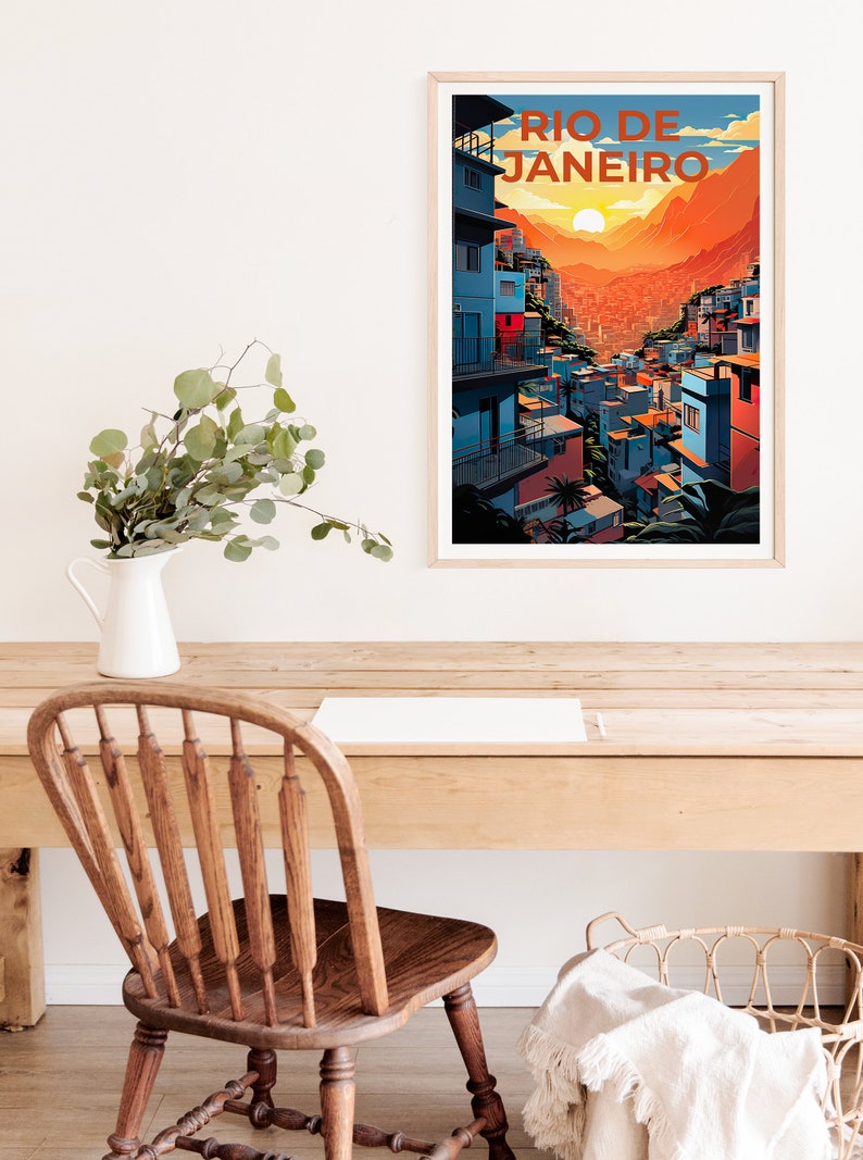 Rio de Janeiro Travel Poster, Brazil Wall Art, Brazil Print, Rio de Janeiro Poster, Brazil Poster, Favela Poster, Rio de Janeiro Art