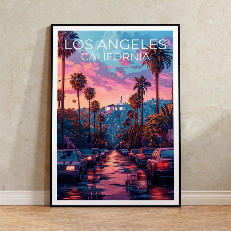 Los Angeles Poster, California Print, Coast Art, Los Angeles Print, Hollywood Poster, Hollywood Sign Poster, Hollywood Gift