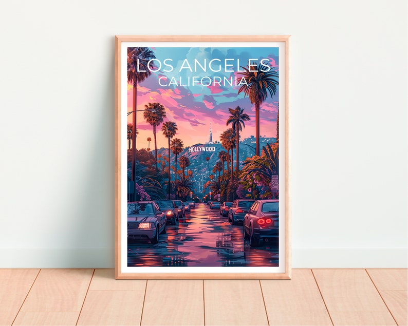 Los Angeles Poster, California Print, Coast Art, Los Angeles Print, Hollywood Poster, Hollywood Sign Poster, Hollywood Gift