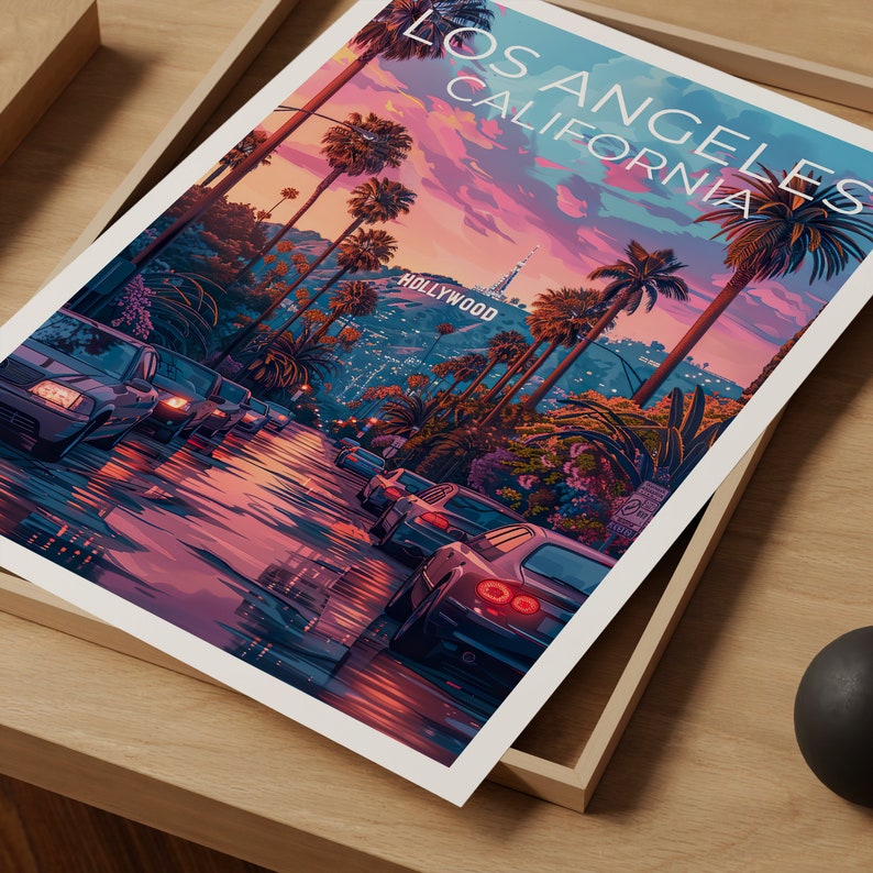 Los Angeles Poster, California Print, Coast Art, Los Angeles Print, Hollywood Poster, Hollywood Sign Poster, Hollywood Gift
