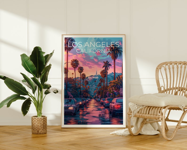 Los Angeles Poster, California Print, Coast Art, Los Angeles Print, Hollywood Poster, Hollywood Sign Poster, Hollywood Gift