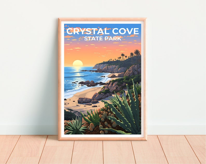 Crystal Cove Travel Poster, California Wall Art, California Print, Crystal Cove Poster, California Poster, Nature Poster, Crystal Cove Art