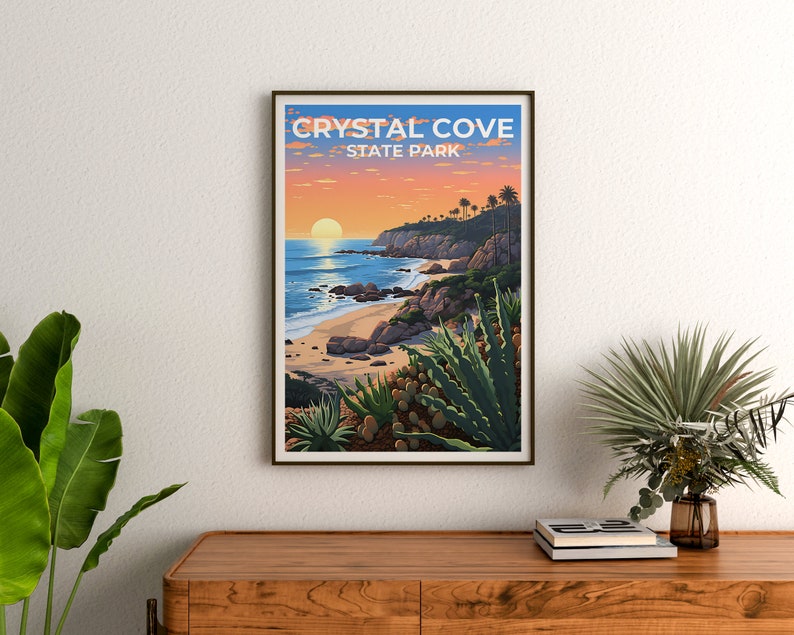 Crystal Cove Reiseposter, Kalifornien Wandkunst, Kalifornien Druck, Crystal Cove Poster, Kalifornien Poster, Natur Poster, Crystal Cove Art