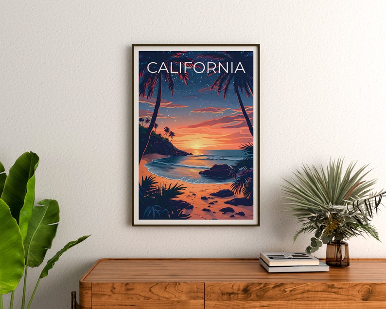 Affiche de Californie, Impression de Californie, Affiche de la côte, Impression de la côte, Affiche de voyage en Californie, Art de la côte, Art de la côte