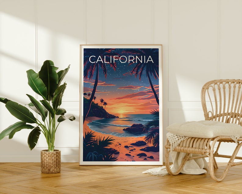 Affiche de Californie, Impression de Californie, Affiche de la côte, Impression de la côte, Affiche de voyage en Californie, Art de la côte, Art de la côte