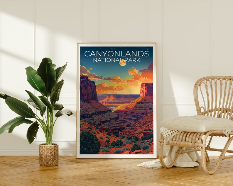 Affiche du parc national de Canyonlands, impression de Canyonlands, affiche de l'Utah, impression de l'Utah, affiche de voyage de Canyonlands, art de l'Utah, art de Canyonlands