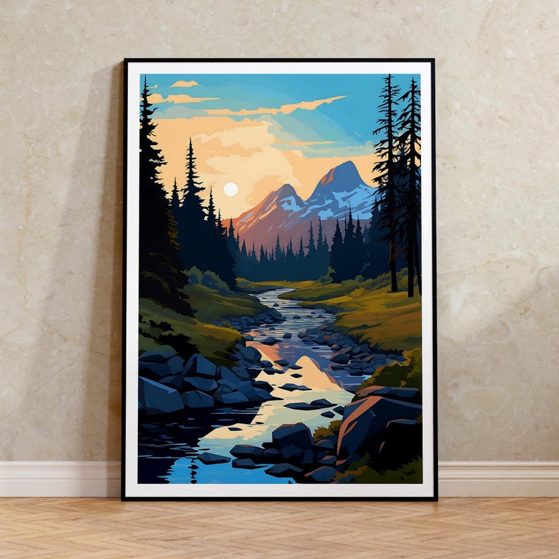 Affiche de voyage Grand Teton, art mural du Wyoming, impression du Wyoming, affiche Grand Teton, affiche du parc national, affiche de la nature, art du Grand Teton