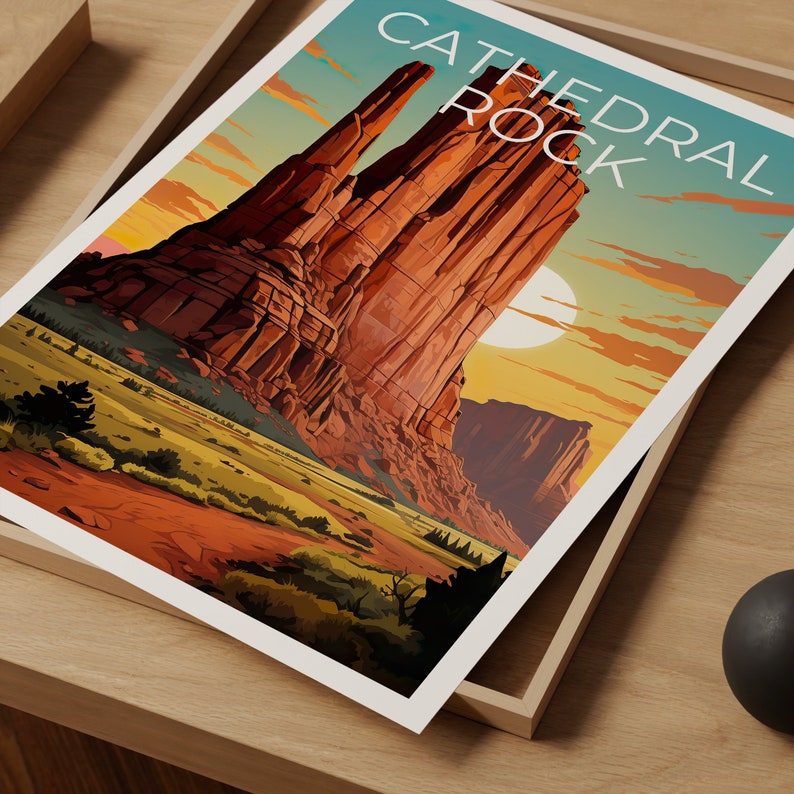 Cathedral Rock Reiseposter, Arizona Wandkunst, Arizona Druck, Cathedral Rock Poster, Arizona Poster, Cathedral Rock Druck, Naturkunst