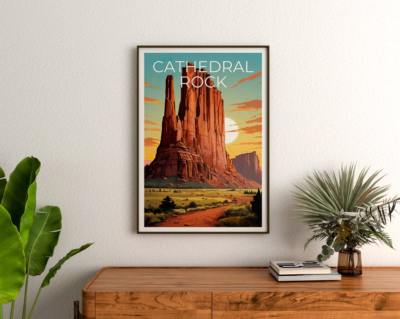 Cathedral Rock Reiseposter, Arizona Wandkunst, Arizona Druck, Cathedral Rock Poster, Arizona Poster, Cathedral Rock Druck, Naturkunst