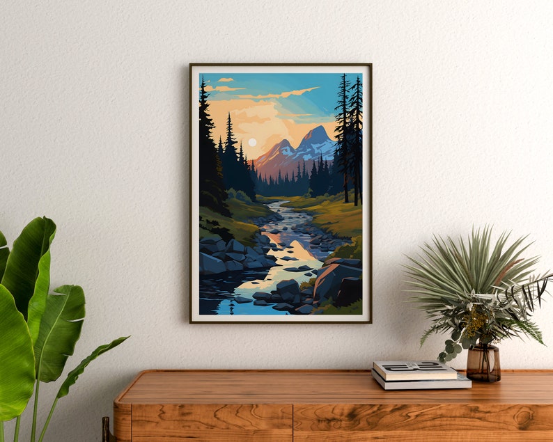 Affiche de voyage Grand Teton, art mural du Wyoming, impression du Wyoming, affiche Grand Teton, affiche du parc national, affiche de la nature, art du Grand Teton