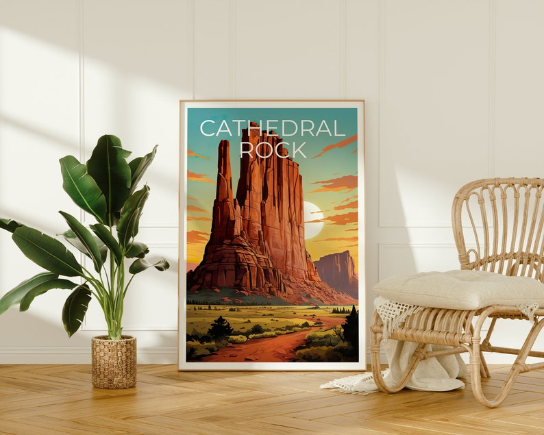 Cathedral Rock Reiseposter, Arizona Wandkunst, Arizona Druck, Cathedral Rock Poster, Arizona Poster, Cathedral Rock Druck, Naturkunst