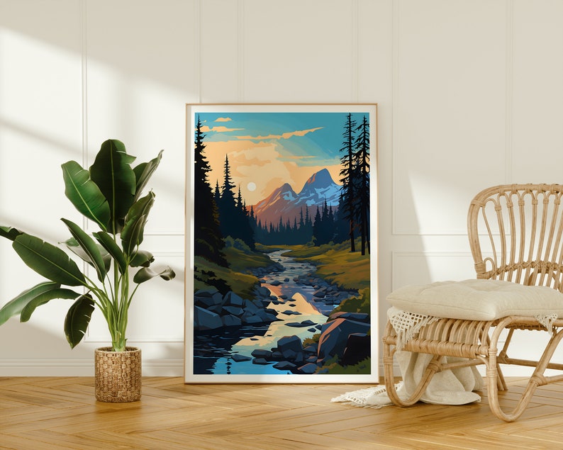 Affiche de voyage Grand Teton, art mural du Wyoming, impression du Wyoming, affiche Grand Teton, affiche du parc national, affiche de la nature, art du Grand Teton